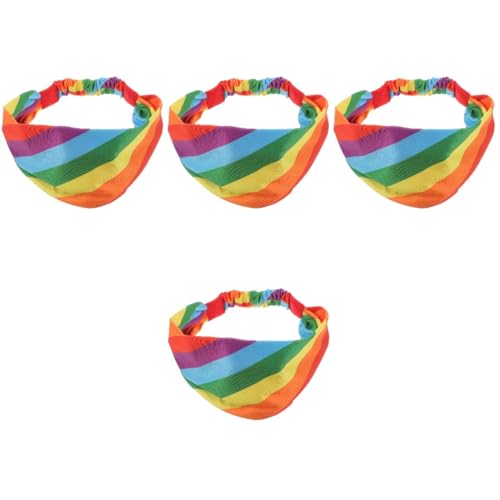 minkissy 4 Stück Sport Stirnband Regenbogen elastisch Dochtwirkung Sportstirnband Rot sportlich Sportschweiß- dekoratives Schweiß- Laufen Stoff von minkissy