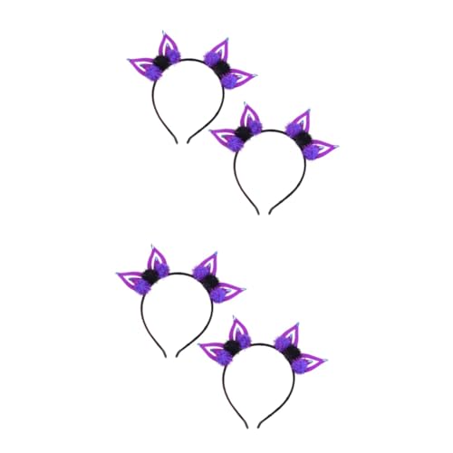 minkissy 4 Stück Pulverflasche Haarreifen Stirnbänder Geburtstag Hut Haarspange lila Stirnband Party-Haare Haarkugel Ohr Kopfschmuck Mädchen Ohrring Kind Violett von minkissy