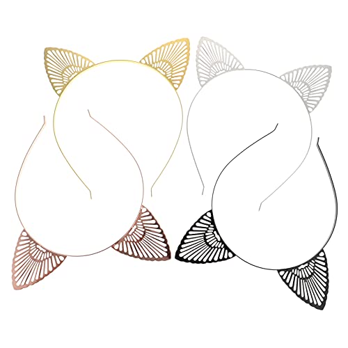 minkissy 4 Stück Stirnband mit Katzenohren Haarband Entzückende Kopfbedeckung aus Metall schickes Haarband Cosplay-Kostüm-Kit aus Metall Cosplay-Kopfbedeckung Tierkostümset von minkissy