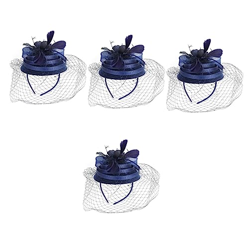 4 Stück Tea-party-hut Braut Kopfbedeckungen Für Die Hochzeit Frauen Hutklammer Fascinator Haarspange Schleife-stirnband Mesh-hut Gatsby Bauchmuskeln Hochzeitskleid Damen von minkissy