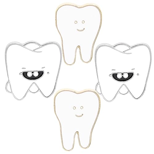 minkissy 4 Stück Zähne Brosche Clip Cartoon Anstecknadel Für Kinder Jungen Mädchen Dekorative Emaille Nadeln Für Kleidung Rucksäcke Und Taschen Lustige Zahn Motive Verarbeitung von minkissy