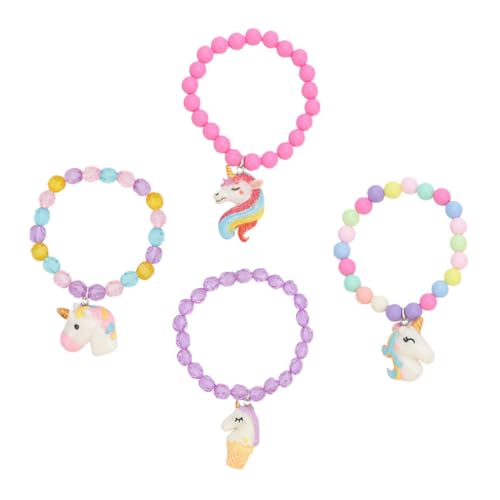 minkissy 4 Stück Teiliges Einhorn Armband mit Bunten Acrylperlen Kindgerechtes Freundschaftsarmband für Mädchen Farbenfrohes Kinderhandgelenk Schmuckstück für Geburtstage und Feiern von minkissy