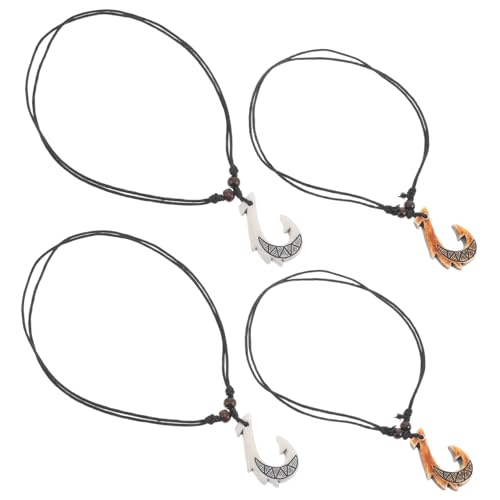 minkissy 4 Stück Teiliges Ethno-Halsketten Fischhaken-Anhänger aus leichtem Resin Auffälliges Design im Tribal-Stil für Männer Frauen und Mädchen Stilvolle Reise Alltagsschmuckstücke in von minkissy