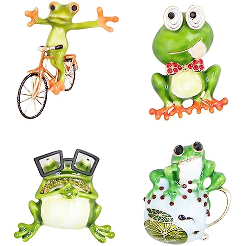 minkissy Froschbrosche 4 Stücke Lustige Tierbrosche Legierung für Damen Anstecknadel für Kleidung Cartoon Frosch Brosche Dekorative Broschen für Rucksäcke von minkissy