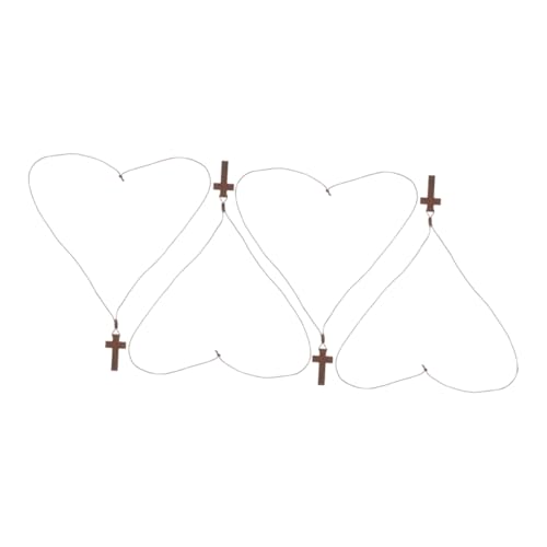 minkissy 4 Stück Teiliges Holz Kreuzkette Verstellbare Kordel Unisex Anhänger Kruzifix Design für Herren Damen Vielseitiger Retro Schmuck und Autoschmuck von minkissy