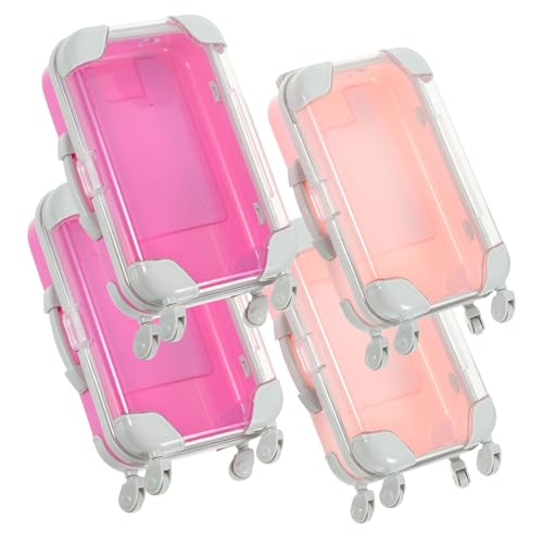 minkissy 4 Stück Teiliges Make Up Aufbewahrungsset Wimpernkoffer Tragbarer Robuster Kosmetikkoffer für Reisen mit Rosa und Pinken Mini Suitcases Praktischer Organizer für Make Up und von minkissy