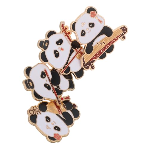 minkissy 4 Stück Teiliges Panda Emaille-broschen mit Chinesischem Stil Niedliche Traditionelle Musikinstrumente Metall-anstecknadeln für Kleidung Rucksäcke Mäntel und Kleider Modische von minkissy