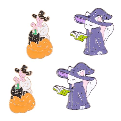 minkissy 4 Stück Teiliges Set Cartoon Katzen Broschen Legierung Lustige Modeaccessoires für Kleidung für Feiertage und Alltag Leicht und Tragbar Verarbeitung von minkissy