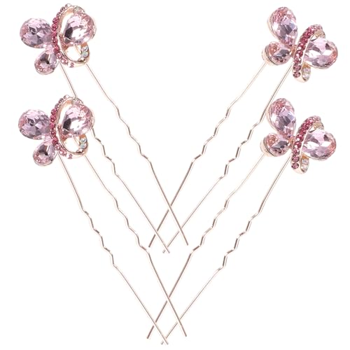 minkissy 4 Stück Teiliges U Förmiges Haarnadeln mit Funkelnden Strasssteinen Eleganter Brautschmuck für Hochzeit Bequeme und Sichere Haarfixierung für Braut und Festliche Anlässe von minkissy