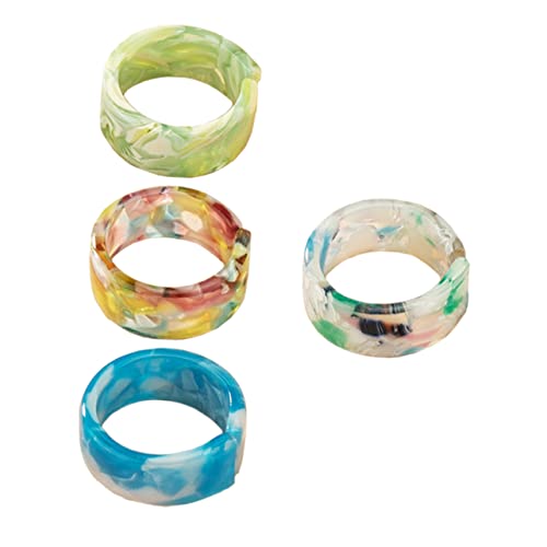 minkissy 4stücke Kreativer Fingerring Modering Dekorativer Ring Einzigartiger Harzring Unisex-ring Schmuck Für Finger Stilvolle Ringe Modeaccessoires Für Damen Und Herren von minkissy
