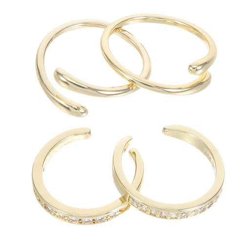 minkissy 4 Stück Teiliges Verstellbares Zehenring-set für Frauen Offenes Design mit Funkelnden Strasssteinen Langlebig und Komfortabel Leichtes Fußschmuck-set für Strandurlaub und von minkissy