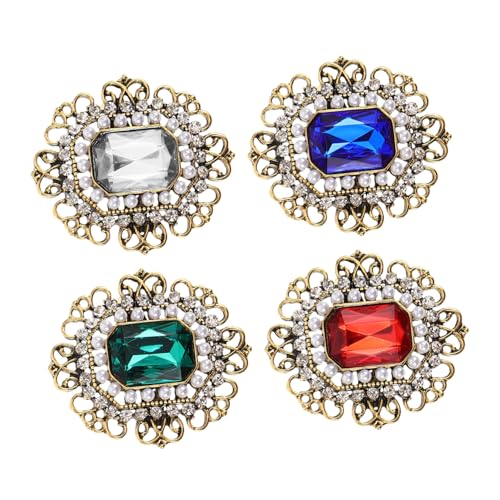 minkissy 4 Stück Teiliges Vintage Broschen aus Zinklegierung mit Strass und Perlen Retro Schmuck für Damen Stilvolle Anstecknadeln und Corsagen für Brautjungfern Hochzeit und Abschlussball von minkissy