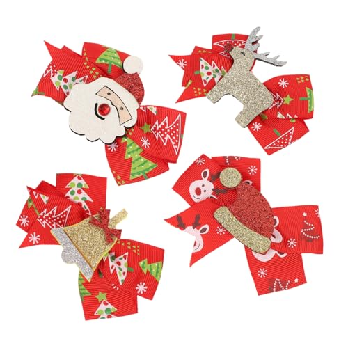 minkissy 4 Stück Teiliges Weihnachts-haarclip Niedlichen Schleifen und Rentiergeweih-designs Sicherer Halt für Mädchen für Weihnachtsfeiern Karneval Hochzeiten und Fotoshootings von minkissy