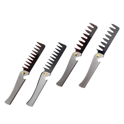 minkissy 4 Stück Taschen-haarbürstenkamm Für Männer Und Frauen Klappkamm Haarkamm Aus Edelstahl Haar- Und Bartkamm Ordnungswerkzeug Flaschenöffner Tragbar von minkissy