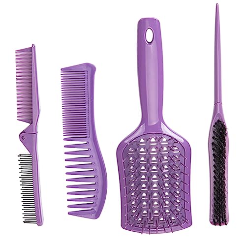 minkissy 4 Stück Vierteiliges Frisierkamm-set Haarkämme, Friseurwerkzeuge Herrenkamm Entwirrender Haarkamm Friseurzubehör Haarstyling-kamm-set Anzüge Für Männer Violett Ölkamm Mann Massage von minkissy