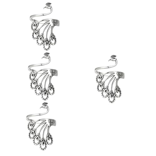 minkissy 4 Stück Vintage Peacock Ring Offener Bandring Eleganter Finger Ring für Damen Strickring für Besondere Anlässe Geschenkidee für Weihnachten Muttertag Valentinstag von minkissy