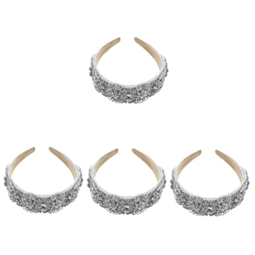 minkissy Haarschmuck Für Die Braut 4 Stück Vintage-stirnband Haarschmuck Damen Tuch Weiß Stoff Kristall Haarpflegezubehör von minkissy