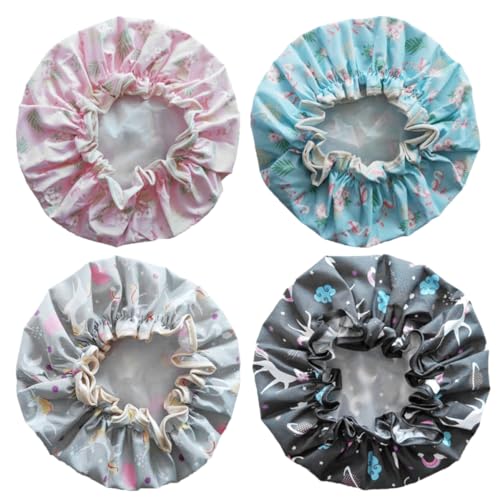 minkissy 4stücke Wasserdichte Duschhaube Wasserfeste Duschhaube Ölfeste Haube Für Damen Zum Baden Hält Haar Trocken Wiederverwendbar Geeignet Für Küche Und Bad von minkissy