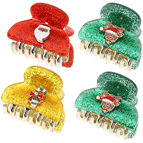 minkissy 4 Stück Weihnachts-Haarspangen Kopfbedeckung für Frauen Klauenclips für Frauen Haarteile für Frauen Klauenhaar Weihnachten Haarschmuck Haarklammer Clips für dickes Haar dichter Kratzer von minkissy