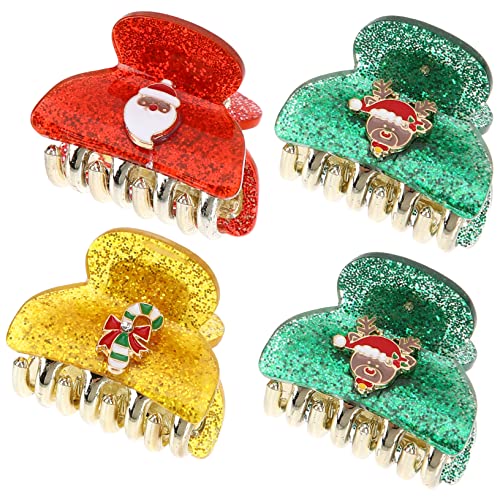 minkissy 4 Stück Weihnachtshaarspangen Haarschmuck Für Frauen Dünnes Haar Haarspangen Für Frauen Mit Dünnem Haar Haarspange Für Frauen Weihnachtshaarkralle Weihnachten Acryl Zubehör Damen von minkissy