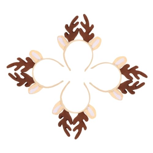 minkissy 4 Stück Weihnachtsstirnband geführte Weihnachtsbeleuchtung weihnachtsbaum stern weihnachts verkleidung weihnachtsassesoires Weihnachts-Stirnband Geweih Stirnband für Damen Stoff von minkissy