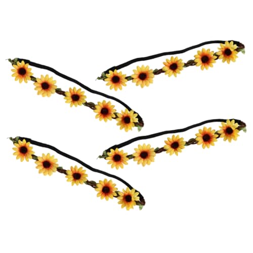 minkissy 4stücke Blumen Stirnband Hawaii-party-stirnband Mit Sonnenblumen Für Damen Haarschmuck Für Strandausflüge Und Partys Blumen-haarband Für Sommerevents von minkissy
