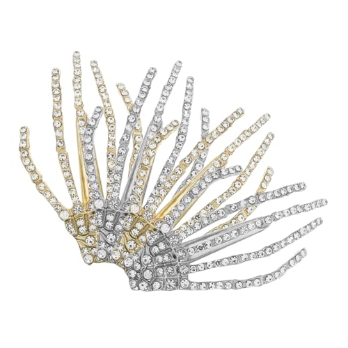 minkissy 4 Stücke Halloween Haar Zubehör Mädchen Skelett Hand Barrettes Strass Haarnadel Legierung Dekorationen von minkissy