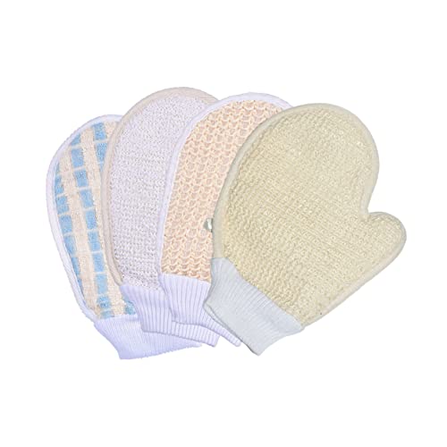 minkissy 4 Stücke Haut Peeling Anlage Numb Badetuch Set Bad Peeling Tragbare Dusche Pinsel Handschuhe Zufällig Stil von minkissy