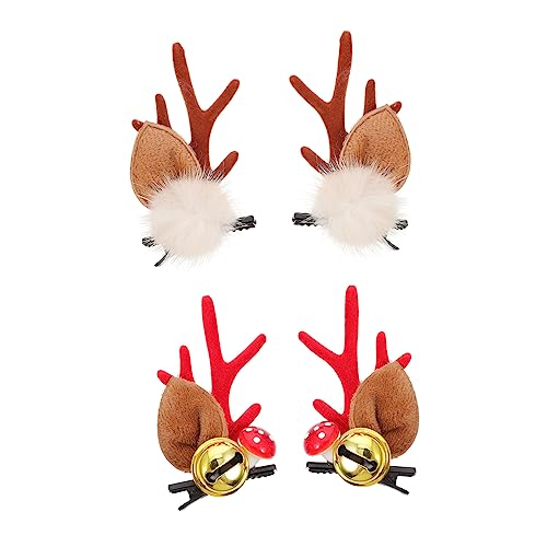minkissy 4 Stücke Weihnachten Hirsch Horn Ohren Haarnadeln Elch Geweih Haarspange für Cosplay Festliche Elch Geweih Clips für Frauen von minkissy