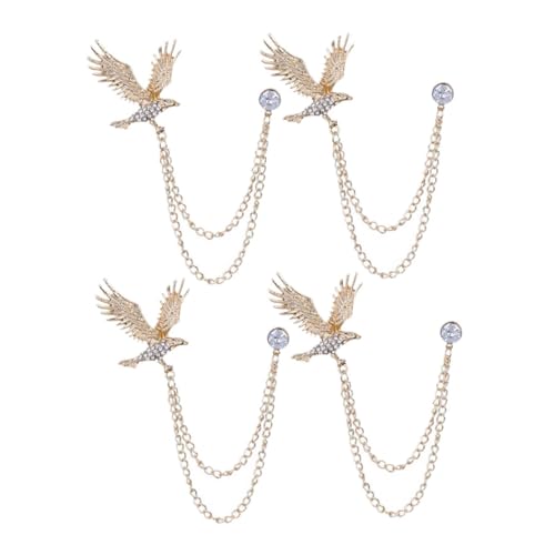 minkissy 4 Teilige Herren Brosche Mit Kette Legierung Und Strass Reversschmuck Für Anzüge Mäntel Und Jacken Stilvolles Für Formelle Oder Anlässe von minkissy