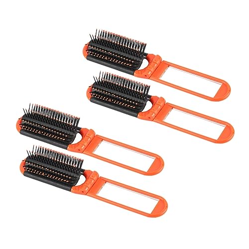 minkissy 4Pcs folding comb with mirror mens hair brush mens comb curl hair brush plastic hairstyle folding comb hair comb for women men styling comb portable travel comb pocket brush mini von minkissy