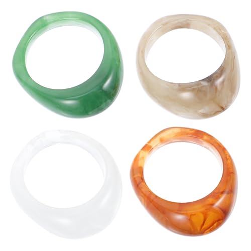 minkissy 4 Stück Bunte Harzringe Vintage Finger Schmuck Ringe Harz für Frauen für Alltag und Besondere Anlässe von minkissy