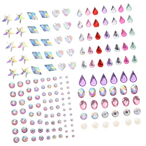 minkissy 4blätter Gesichtsjuwelen Zum Aufkleben Glänzende Make-up-strasssteine Augenjuwelen-aufkleber Various Forms Halloween-party Cosplay-accessoires Bühne-design Skin-friendly von minkissy