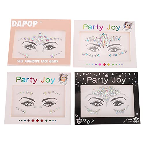 minkissy 4blätter Gesicht Juwelen Gesicht Edelsteine Aufkleber Make up Strass Aufkleber Für Festival Partys Tanzfestivals Halloween Cosplay Acryl Wiederverwendbar Sicher Gesund von minkissy