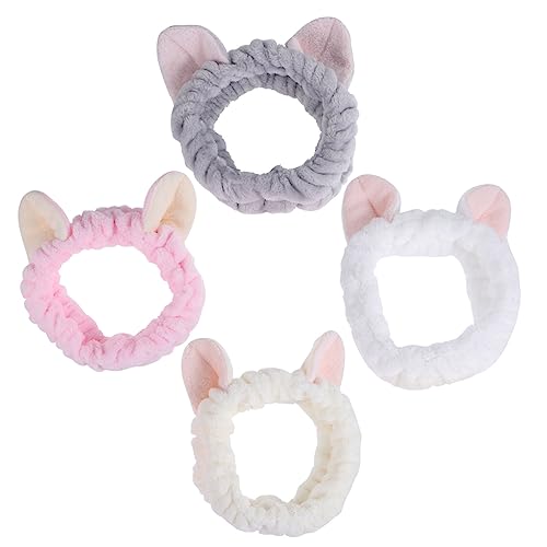 minkissy 4pcs Cute Headgear Animal Ears Headband Sport Headbands for Women Towel Headband Cat Ears Hairband Yoga Headband Cat Ear Hairlace Cat Ears Hairbands Wash Face Hairband Makeup Wrap von minkissy