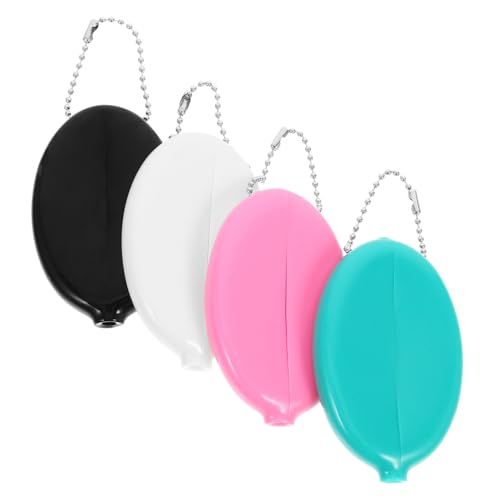 minkissy 4pcs Geldbeutel Ovaler Münzhalter Tragbarer Münzlagerbeutel Mit Kette Kleiner Geld Organizer Für Männer Frauen Reisen Multi Zweck von minkissy