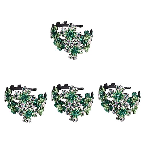 minkissy 4pcs Stirnband Vintage Haarband Strass Haarband Strass Stirnbänder für Frauen Kristall Kopfschmuck Schwarz Tiara Jeweled Stirnband Kristall Stirnband Flapper Retro Strass Haarband von minkissy