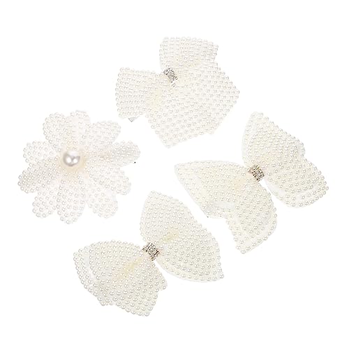 4 Stück Haarspange Mit Strassperlen Diademe Für Mädchen Haarspangen Mit Blumen Kopfbedeckung Für Mädchen Strass-haarspange Haarstyling-schmuck Haarteil Anmut Braut Weiß Polyester von minkissy