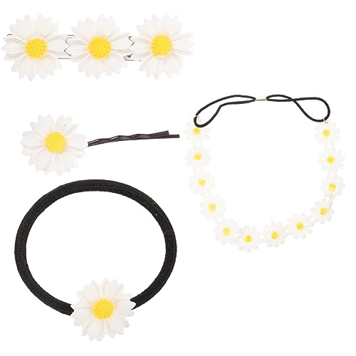 minkissy 4pcs daisique hair ties hair bands daisy headbands for women daisy flower crowns for women daisy hair clip daisy crown Korean version headgear hairpin accessories Miss set resin von minkissy