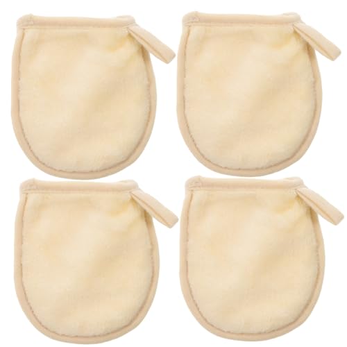 minkissy 4stücke Putzhandschuhe Reinigungshandschuhe Gesichtsreinigungshandschuhe Make-up Entferner Schwamm Puder Kosmetische Zubehoer Waschbar Wiederverwendbar Weiß von minkissy