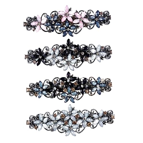 minkissy 4stücke Strass Haarspangen Für Frauen Glitzernde Blumen Haar Clips Frühling Pferdeschwanz Halter Tragbar Für Alltag Und Party von minkissy