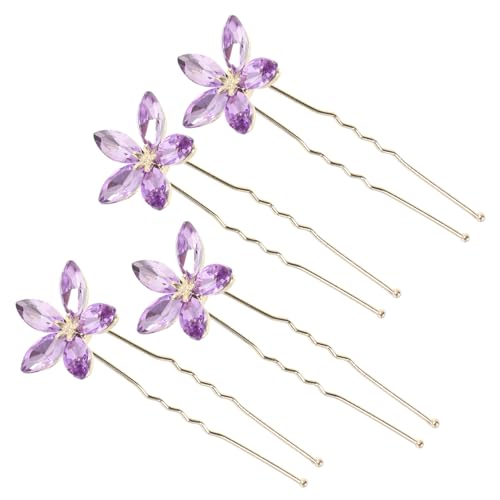 minkissy 4stücke U-förmige Haarnadeln Mit Strasssteinen Aus Vintage-design Doppelter Kamm Frisuren-accessoires Für Damen Und Mädchen von minkissy