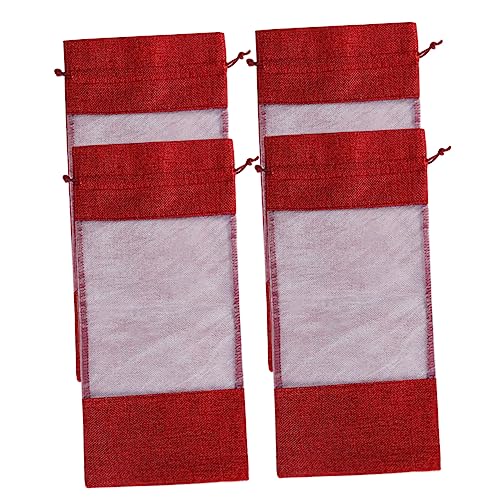 minkissy 4stücke Weinflaschenbeutel Mit Fenster Praktische Geschenkbeutel Wiederverwendbar Beutel Für Weinflasche Geschenktasche Verpackungstasche von minkissy