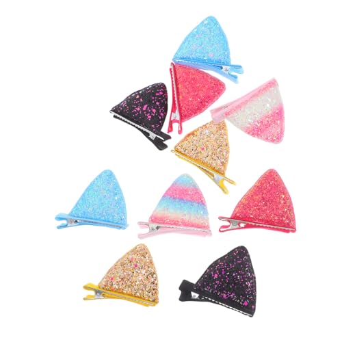 minkissy 5 Paare Glitzer Katzenohren Haarclips Süße Tierohren Haarklammern für Mädchen Fester Sitz Leicht Modisch Geeignet für Halloween Geburtstag Cosplay Party Festival Farben von minkissy