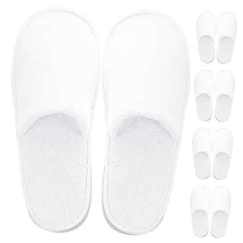 minkissy 5 Paare Hausschuhe Herren Sandalen Hochzeitssandalen Hochzeitsschuhe für die Braut Badeschuhe damen Hauspantoffeln für Gäste rutschfest Einwegartikel Mann Korallenvlies Weiß von minkissy