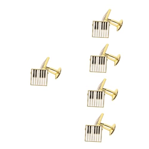 minkissy 5 Paare Piano Manschettenknöpfe für Herren Goldfarbene Cufflinks mit Kreativem Klavierdesign Hochwertige Ergänzung für Anzüge Männeraccessoire für Besondere Anlässe von minkissy