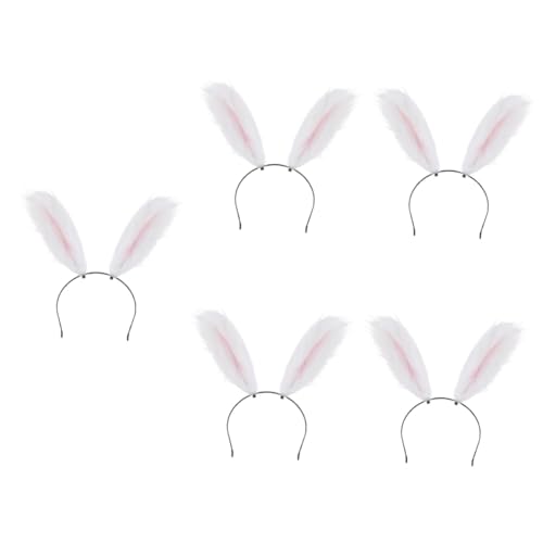 minkissy 5 Pcs Bunny Ear Headband Animal Cosplay Rabbit Cosplay Rabbit Hair Clasp Headbands for Women Black Masquerade Rabbit Headpiece Bunny Ears Hood Hand Made Clothing Fabric White Miss von minkissy