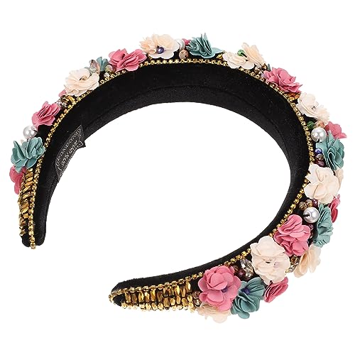 5 Pcs Stirnband Haarband von Blumen Elastische Haar Hoops Hochzeit Decor Vintage Cintillos De Para Mujeres Edelstein Haarband Gepolstert Schwamm Stoff Braut Kissen Elastizität von minkissy