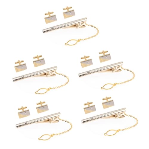 minkissy 5 Sätze Elegantes Krawattennadel Goldene Manschettenknöpfe für Herren Klassisches Accessoire für Business Hochzeit Formelle Anlässe Stilvolles Design Langlebig von minkissy