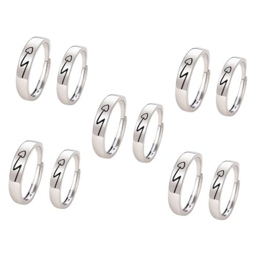 minkissy 5 Sätze Verstellbare Ringe Langlebige Finger Ringe Für Damen Herren Für Verlobungen Hochzeiten Alltägliches Teiliges Für Besondere Anlässe 2 Stück * 5 von minkissy